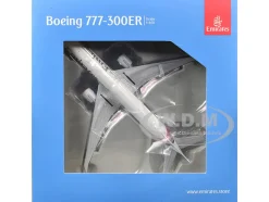 Boeing 777-300ER Commercial Aircraft "Emirates Airlines" (A6-EQH) White with Striped Tail 1/400 Diecast Model Airplane by GeminiJets