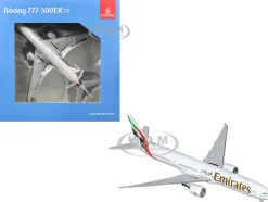 Boeing 777-300ER Commercial Aircraft "Emirates Airlines" (A6-EQH) White with Striped Tail 1/400 Diecast Model Airplane by GeminiJets