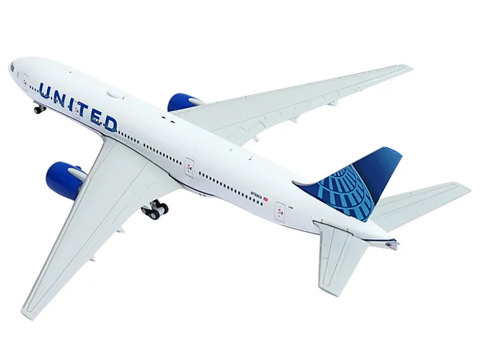 Boeing 777-200ER Commercial Aircraft "United Airlines" (N798UA) White with Blue Tail 1/400 Diecast Model Airplane by GeminiJets