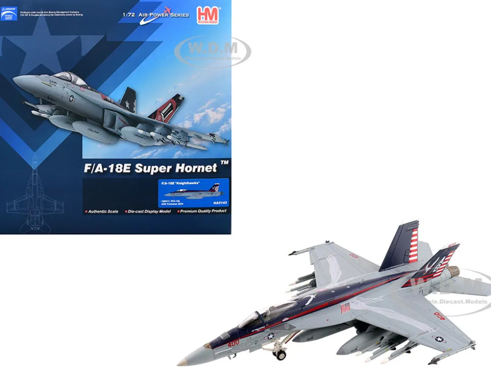 Boeing F/A-18E Super Hornet Fighter Aircraft "166817, VFA-136 Knighthawks, USS Trumman" (2024) United States Navy "Air Power Series" 1/72 Diecast Model by Hobby Master