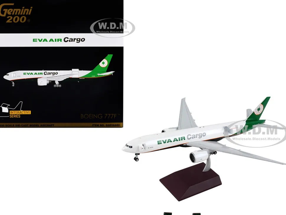 Boeing 777F Commercial Aircraft Eva Air Cargo White with Green Tail Gemini 200 Interactive Series 1/200 Diecast Model Airplane GeminiJets G2EVA950
