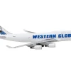 Boeing 747 400F Commercial Aircraft Western Global White with Blue Tail Stripes 1/400 Diecast Model Airplane GeminiJets GJ2015