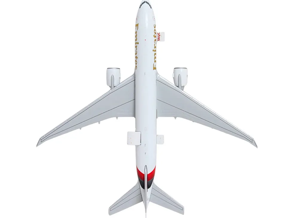Boeing 777F Commercial Aircraft "Emirates SkyCargo" (A6-EFV) White with Striped Tail "Interactive Series" 1/400 Diecast Model Airplane by GeminiJets