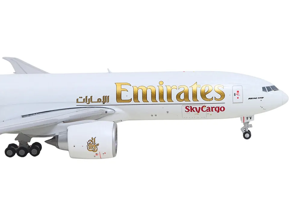 Boeing 777F Commercial Aircraft "Emirates SkyCargo" (A6-EFV) White with Striped Tail 1/400 Diecast Model Airplane by GeminiJets