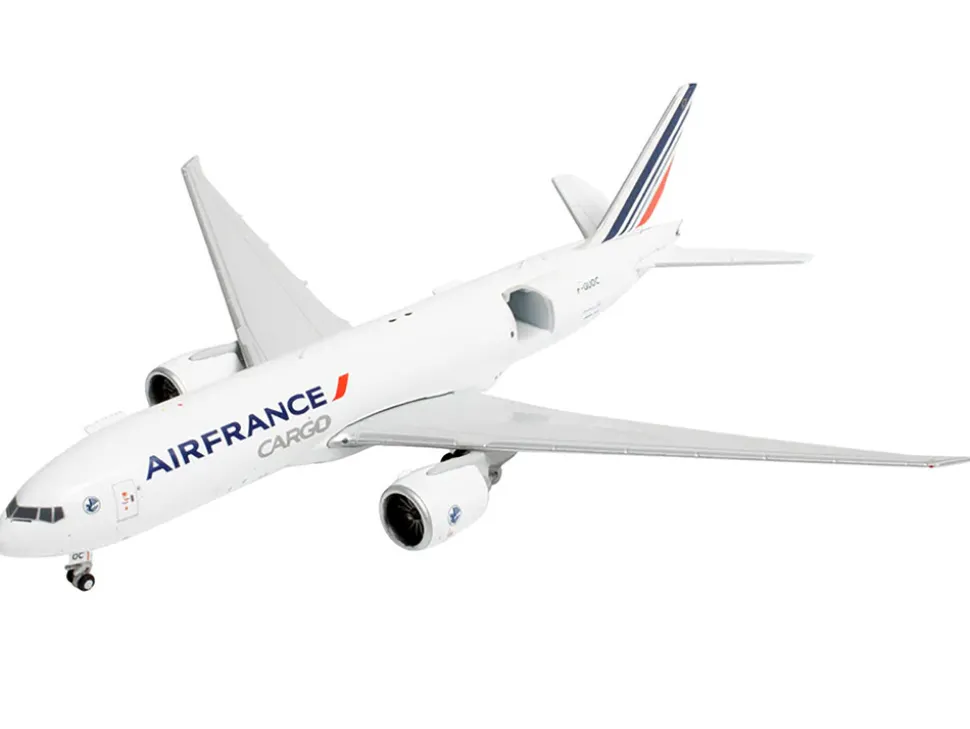 Boeing 777F Commercial Aircraft "Air France Cargo" (F-GUOC) White with Red and Blue Striped Tail "Interactive Series" 1/400 Diecast Model Airplane by GeminiJets