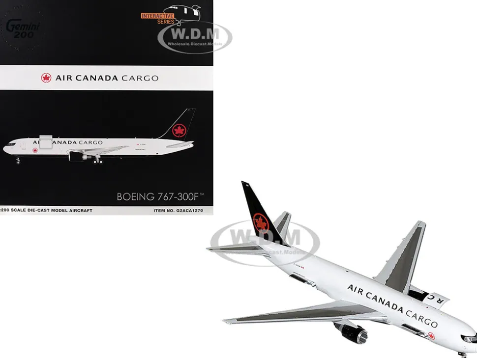 Boeing 767-300F Commercial Aircraft "Air Canada Cargo" (C-GXHM) White with Black Tail "Gemini 200 - Interactive Series" 1/200 Diecast Model Airplane by GeminiJets