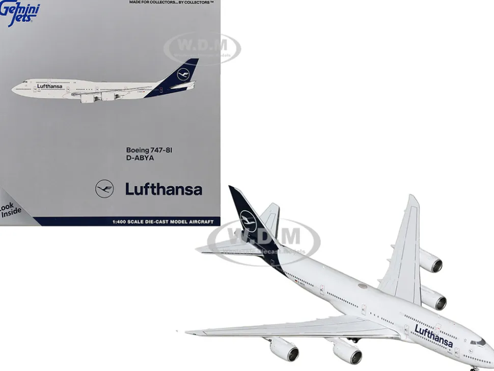 Boeing 747-8I Commercial Aircraft "Lufthansa" (D-ABYA) White with Dark Blue Tail 1/400 Diecast Model Airplane by GeminiJets