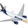 Boeing 777-200LRF Commercial Aircraft "Atlas Air" (N703GT) White with Blue Tail "Interactive Series" 1/400 Diecast Model Airplane by GeminiJets