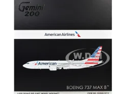 Boeing 737 MAX 8 Commercial Aircraft "American Airlines" (N326RP) Gray with Striped Tail "Gemini 200" Series 1/200 Diecast Model Airplane by GeminiJets
