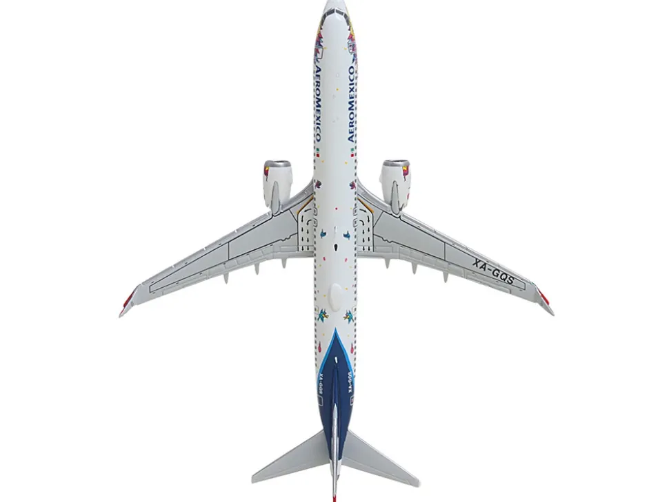 Boeing 737 MAX 9 Commercial Aircraft "Aeromexico - Kukulcan" (XA-GQS) White with Graphics and Blue Tail 1/400 Diecast Model Airplane by GeminiJets