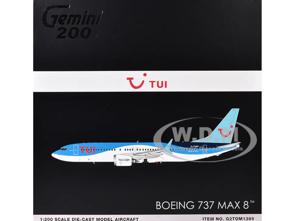 Boeing 737 MAX 8 Commercial Aircraft "TUI Airways" (G-TUMY) Blue and White "Gemini 200" Series 1/200 Diecast Model Airplane by GeminiJets