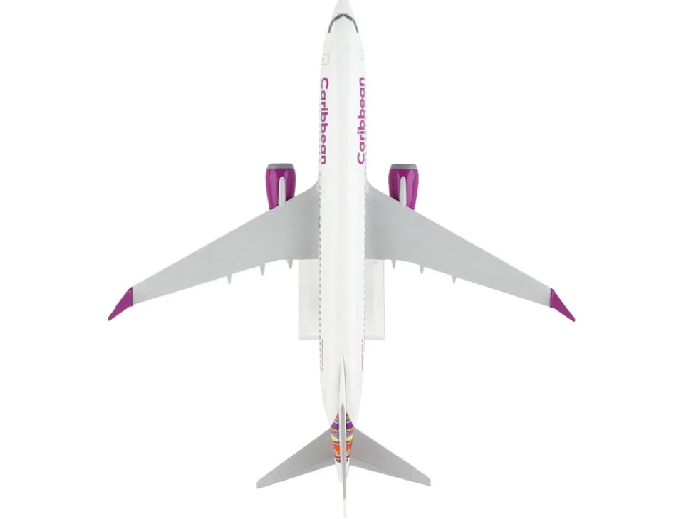 Boeing 737 MAX 8 Commercial Aircraft "Caribbean Airlines" White with Tail Graphics (Snap-Fit) 1/130 Plastic Model by Skymarks