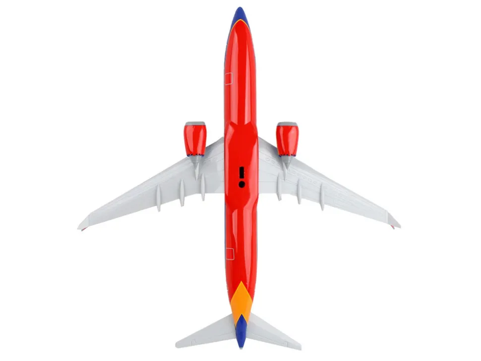 Boeing 737 MAX 8 Commercial Aircraft Southwest Airlines N872CB Blue with Red and Orange Stripes Snap Fit 1/130 Plastic Model Skymarks SKR1140