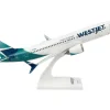 Boeing 737 MAX 8 Commercial Aircraft WestJet Airlines C FNWD White with Teal Tail Snap Fit 1/130 Plastic Model Skymarks SKR994