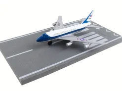 Boeing VC 25 Aircraft White and Blue United States Air Force One with Runway Section Diecast Model Airplane Runway24 RW015