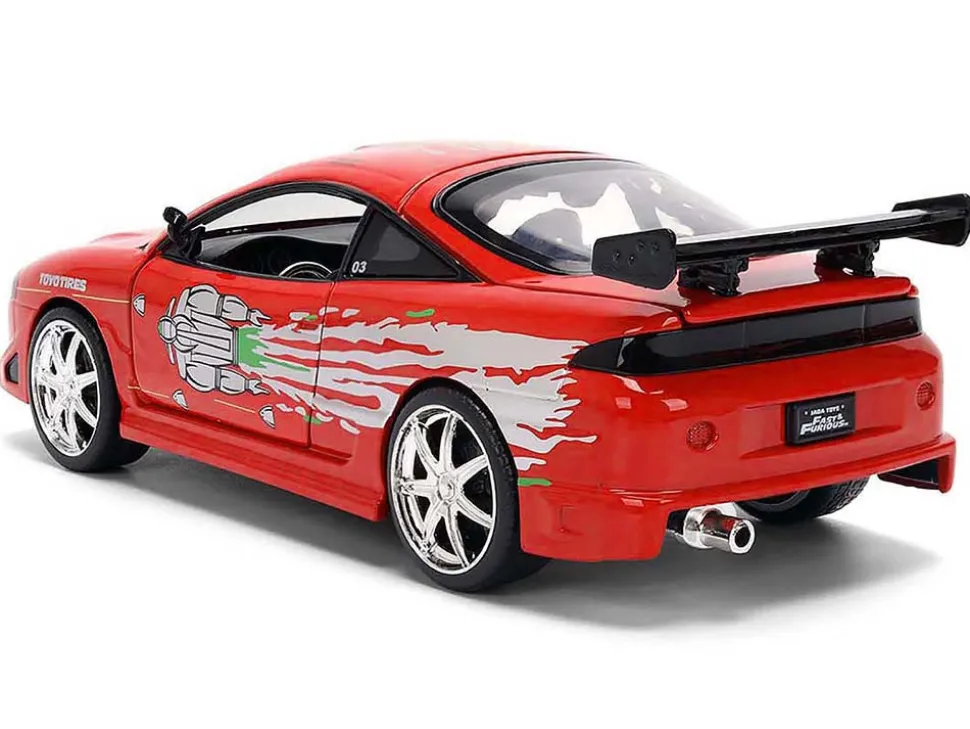Brian's Mitsubishi Eclipse Red with Graphics Remix "The Fast and The Furious" (2001) Movie "Fast & Furious" Series 1/24 Diecast Model Car by Jada