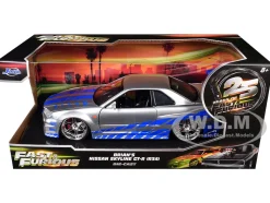 Brian's Nissan GTR Skyline R34 RHD (Right Hand Drive) Silver with Blue Stripes