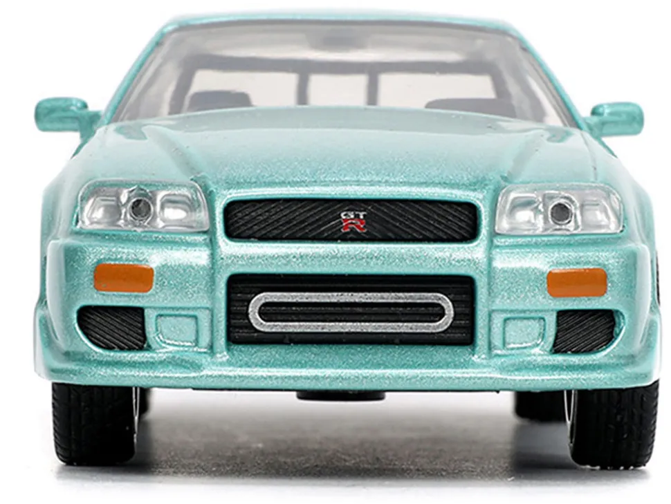 Brian's Nissan Skyline GT-R (BNR34) RHD (Right Hand Drive) Turquoise Metallic "Fast & Furious" Movie 1/32 Diecast Model Car by Jada