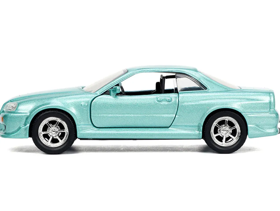 Brian's Nissan Skyline GT-R (BNR34) RHD (Right Hand Drive) Turquoise Metallic "Fast & Furious" Movie 1/32 Diecast Model Car by Jada
