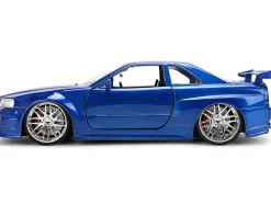 Brian's Nissan Skyline GT-R (R34) RHD (Right Hand Drive) Blue Color Brush Finish 25 Years of Fast & Furious Anniversary