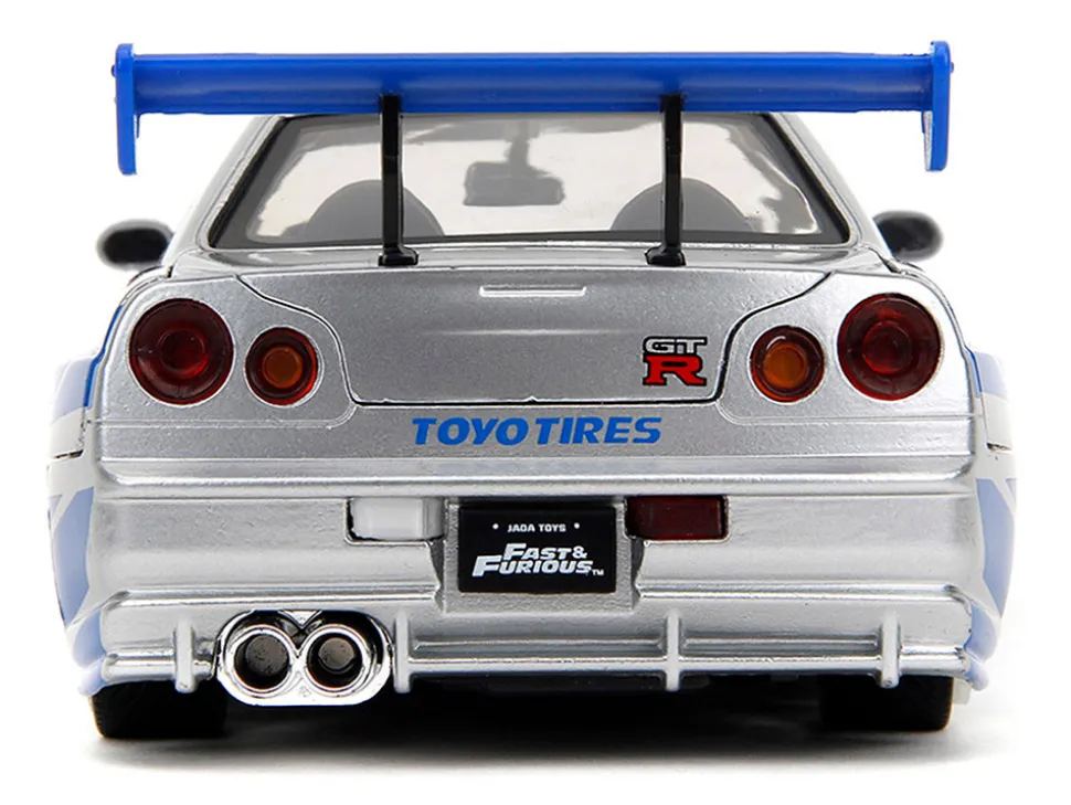 Brian's Nissan Skyline GT-R (R34) Silver Metallic with Blue Stripes and Suki's Honda S2000 Pink with Graphics Set of 2 Cars "Fast & Furious 25th Anniversary" "Fast & Furious" Series 1/24 Diecast Model Cars by Jada