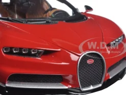 2016 Bugatti Chiron Red with Black 1/18 Diecast Model Car Bburago 11040