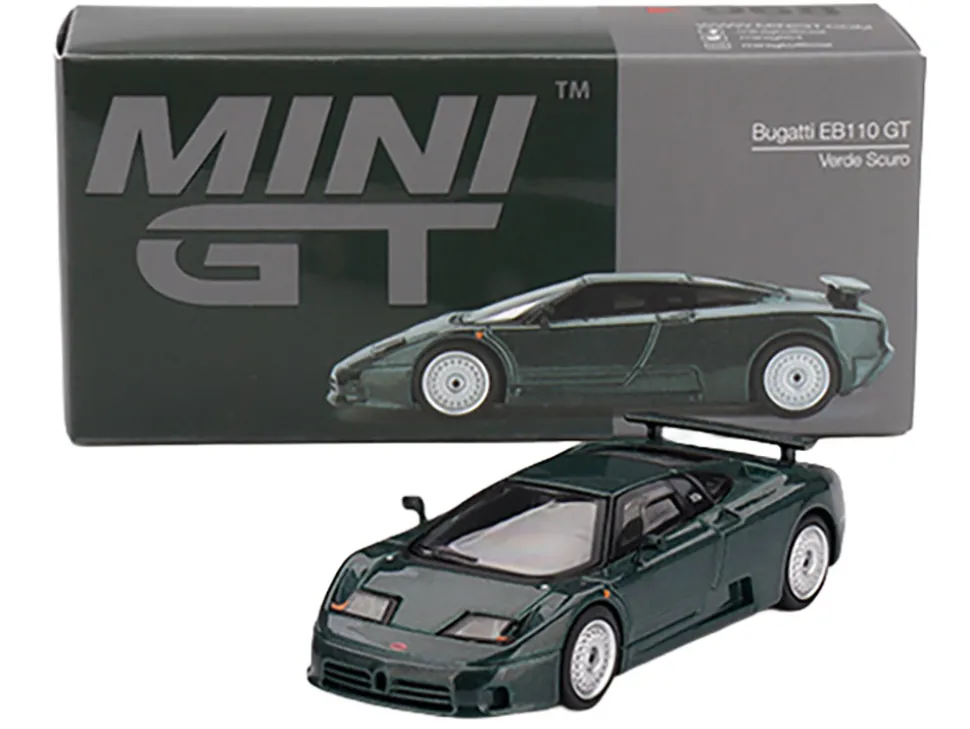 Bugatti EB110 GT Verde Scuro Dark Green Metallic Limited Edition 1/64 Diecast Model Car by Mini GT
