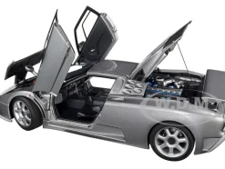 Bugatti EB110 SS Super Sport Grigio Metalizzatto Silver Metallic Silver Wheels 1/18 Model Car Autoart 70916