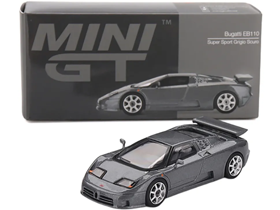 Bugatti EB110 Super Sport Grigio Scuro Dark Gray Metallic Limited Edition 1/64 Diecast Model Car by Mini GT