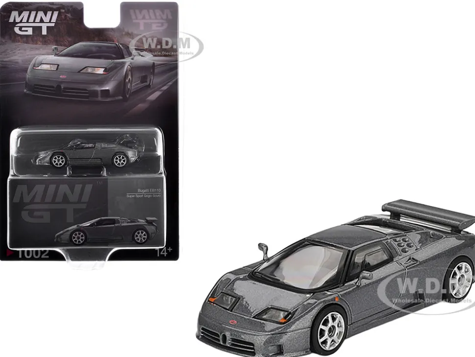 Bugatti EB110 Super Sport Grigio Scuro Dark Gray Metallic Limited Edition 1/64 Diecast Model Car by Mini GT