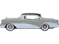 1955 Buick Century Windsor Gray and Dover White with Carlsbad Black Top 1/87 (HO) Scale Diecast Model Car Oxford Diecast 87BC55007