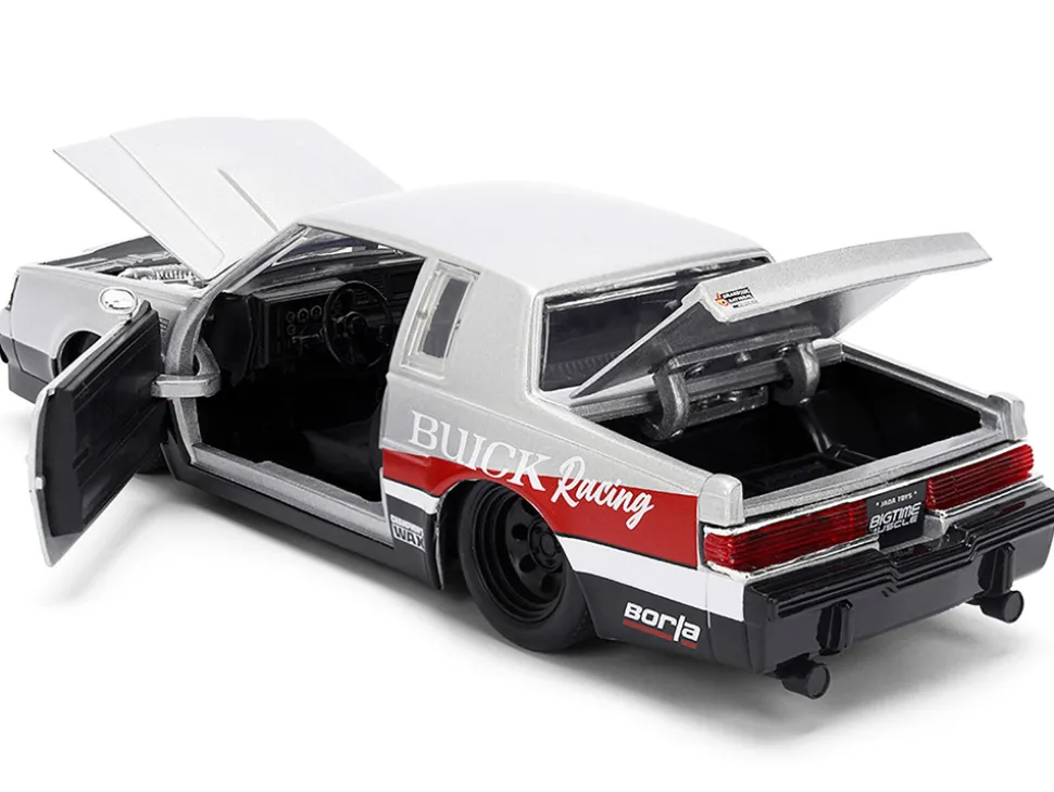 1987 Buick Grand National #7 "Buick Racing" Matt Silver Metallic with Red and Black Stripes "Bigtime Muscle" Series 1/24 Diecast Model by Jada
