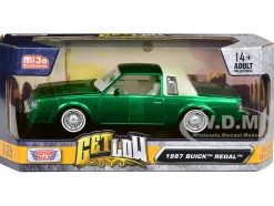 1987 Buick Regal Green Metallic with White Interior Get Low Series 1/24 Diecast Model Car Motormax 79023GRB