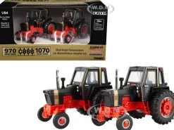 Case 970 Agri King Tractor Black and Case 1070 Agri King Tractor Black Set of 2 pieces "Case Agriculture - Prestige Collection" 1/64 Diecast Model by ERTL TOMY