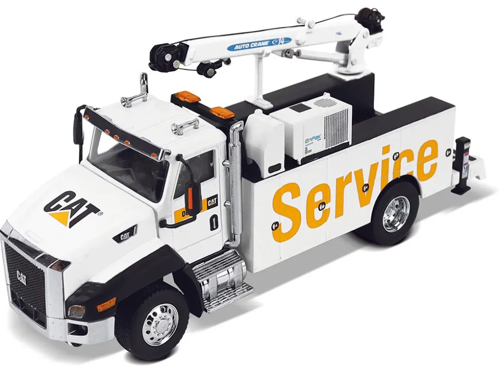 CAT Caterpillar CT660 Auto-Crane Titan 85 Truck with Miller EnPak White "Transport Series" 1/50 Diecast Model by Diecast Masters