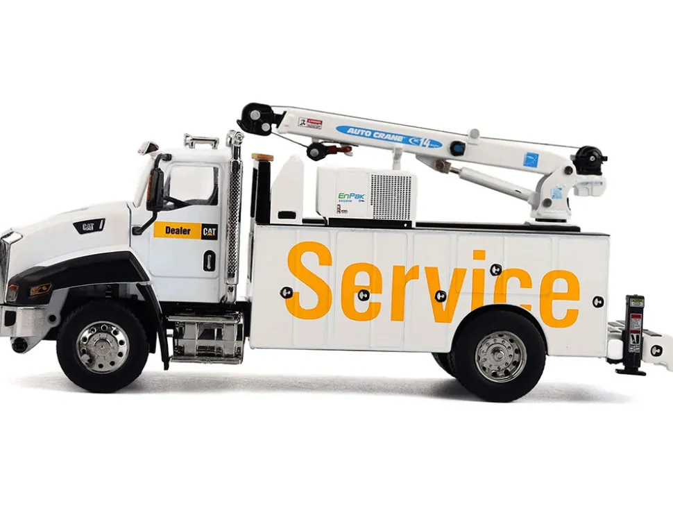 CAT Caterpillar CT660 Auto-Crane Titan 85 Truck with Miller EnPak White "Transport Series" 1/50 Diecast Model by Diecast Masters