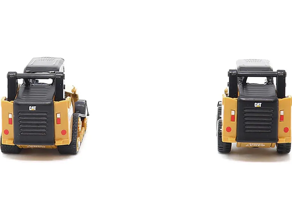 CAT Caterpillar 272D2 Skid Steer Loader Yellow and CAT Caterpillar 297D2 Compact Track Loader Yellow Set of 2 pieces 1/64 Diecast Models Diecast Masters 84647CS