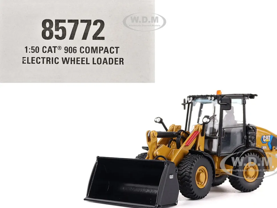 CAT Caterpillar 906 Electric Compact Wheel Loader Yellow with Operator "High Line Series" 1/50 Diecast Model by Diecast Masters