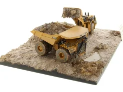 CAT Caterpillar 994K Wheel Loader and 797 Mining Truck Yellow (Weathered) Set of 2 Pieces