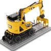 CAT Caterpillar M323F Railroad Wheeled Excavator Operator 3 Work Tools Safety Yellow Version High Line Series 1/50 Diecast Model Diecast Masters 85661