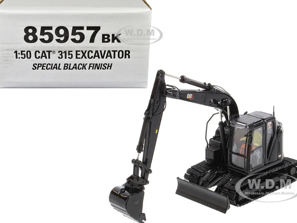 CAT Caterpillar 315 Track Type Hydraulic Excavator Special Black Finish with Operator High Line Series 1/50 Diecast Model Diecast Masters 85957BK