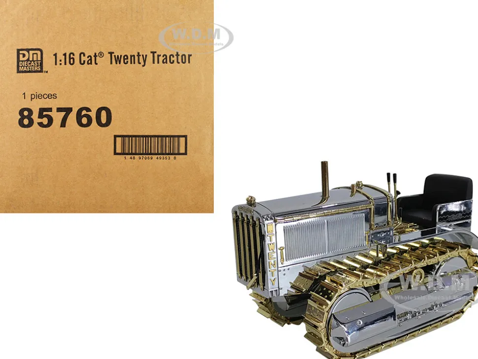 CAT Caterpillar Twenty Tractor "100th Anniversary" Chrome and Gold "Centennial Series" 1/16 Diecast Model by Diecast Masters