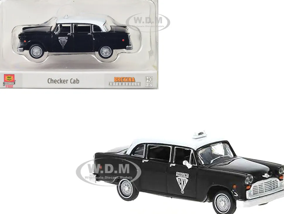 1974 Checker Cab Black and White Winnipeg 1/87 HO Scale Model Car Brekina BRE58933