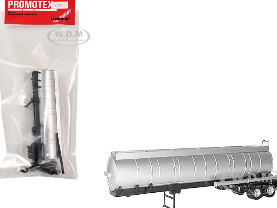 Chemical Tanker Trailer Silver 1/87 (HO) Plastic Model by Promotex