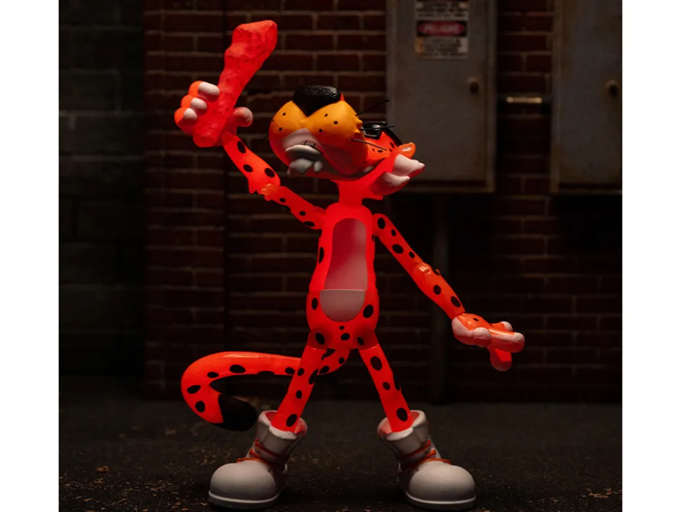 Chester Cheetah 5.5" Glow-in-the-Dark Figure with Accessories and Alternate Head and Hands "Flamin' Hot Cheetos Crunchy" Model by Jada