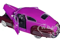 1948 Chevrolet Aerosedan Fleetside Lowrider Purple Metallic Dark Purple Metallic Two-Tone Get Low Series 1/24 Diecast Model Car Motormax 79027