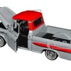 1958 Chevrolet Apache Fleetside Pickup Truck Lowrider Gray with Red Top Get Low Series 1/24 Diecast Model Car Motormax 79033gry