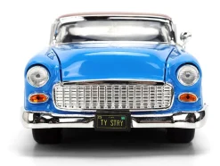 1955 Chevrolet Bel Air Blue with Graphics and Woody Diecast Figure