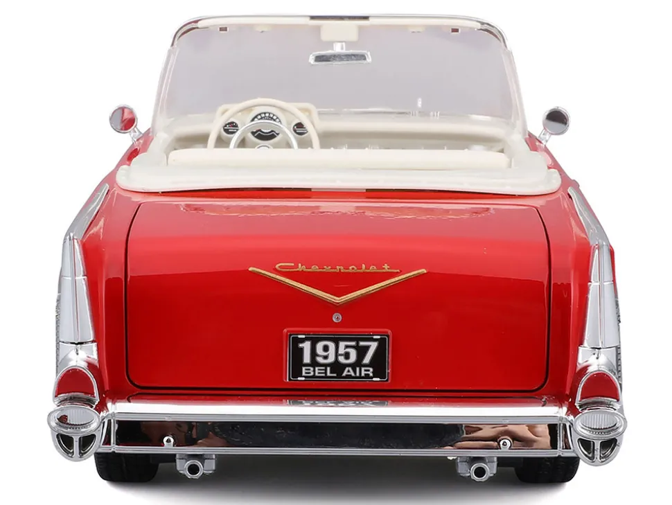 1957 Chevrolet Bel Air Convertible Red with White Interior "Special Edition" Series 1/18 Diecast Model Car by Maisto