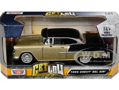 1955 Chevrolet Bel Air Lowrider Hard Top Beige Metallic and Black Get Low Series 1/24 Diecast Car Model Motormax 79031BE